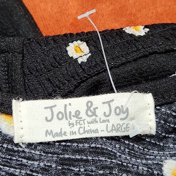 Jolie and Joy Summer Dress Size Large Black Floral Open Back New - Picture 6 of 12